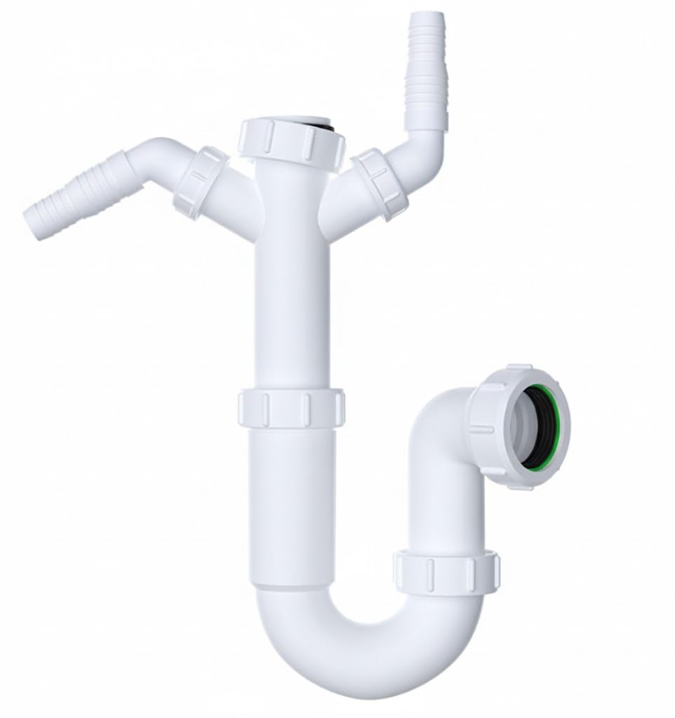 Taps2Traps 1½" Universal Trap for Kitchen Sinks with Twin Adjustable Appliance Discharge Nozzles