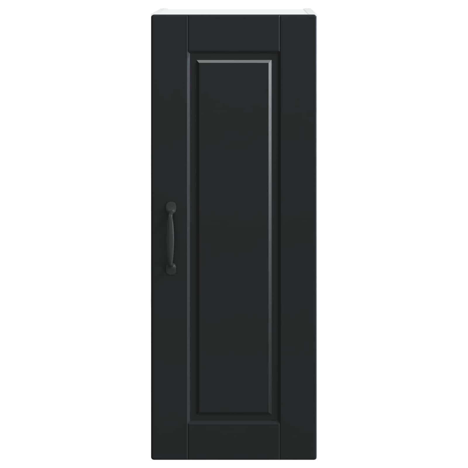 Wandschrank Porto, 2-teilig, Schwarz, Holz, 80 cm | Modernes Design, Küchenaufbewahrung, Regalfächer, pflegeleicht, feuchtes Tuch