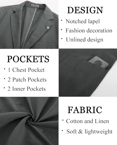 Image of PJ PAUL JONES Mens Casual Blazer Lightweight Linen Sport Coat 2 Button Unlined Suit Jackets