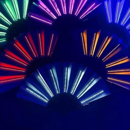 LATROVALE Folding Fan Led Light Up Hand Fan Stage Performance Show Glowing Light Up Birthday Party Gift Wedding Home Decor Night Club Fluorescent Props