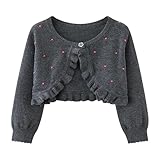 ANHATUIV Strickjacke für Mädchen, Bolero, Rüschensaum, Strickjacke, Oberbekleidung, eine Blume,...