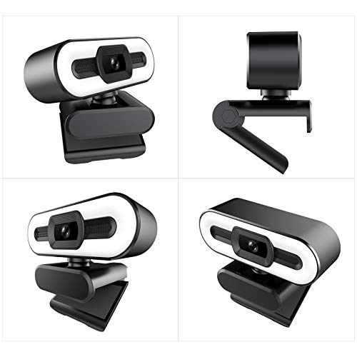 Webcam,mewmewcat Webcam,Webcam 4K USB Plug and Play com iluminação de microfone embutida para ensino