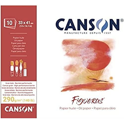 Canson Figueras Oil & Acrylic 290Gsm Paper Pad Including 10 Sheets, Size:41X33Cm, Canvas-Like Texture #TOP19
