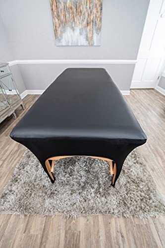 Sophi & Co. Wipeable, Reusable & Waterproof Fitted Lash Bed Cover, Spa Salon Massage Table Linen, Vegan Leather Spa Bed Topper, 1 Count (6Ft, Black) #TOP3