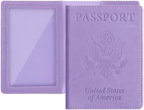 labato Passport Holder Passport and Vaccine Card Holder Combo, Waterproof Passport Holder with Vaccine Card Slot Travel Essentials PU Leather Passport Cover for Women Men, Purple