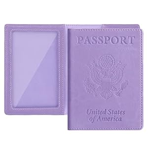 labato Passport Holder Women, Passport Wallet Travel Document Organizer, Waterproof Passport Holder for Travel, Travel Essentials PU Leather Passport Cover for Women Men, Purple