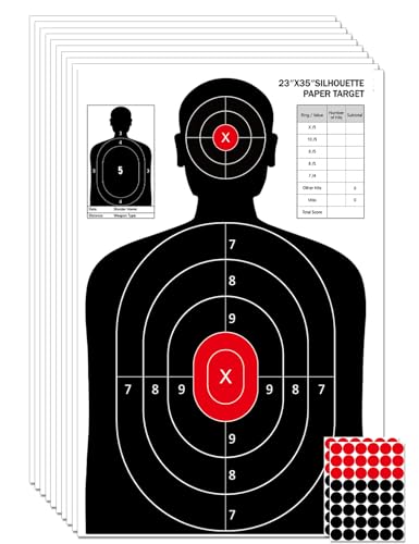 LAKINGO Shooting Paper Targets for The Range, 23x35 Inch Silhouette Targets with Stickers for Indoor/Outdoor Practice, Suitable for Handguns, Pistols, Rifles, Airguns, Pellet Gun, BB Guns