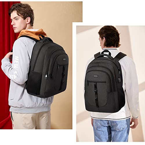 Black Backpack for Men and Women,School Backpack Bookbag for Teen Boys and Girls Laptop Backpack with USB for Collge Work Business2