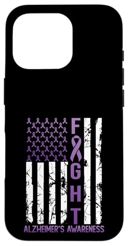 Alzheimer's Awareness Month Day USA Flag Ribbon Purple Carcasa para iPhone 16 Pro