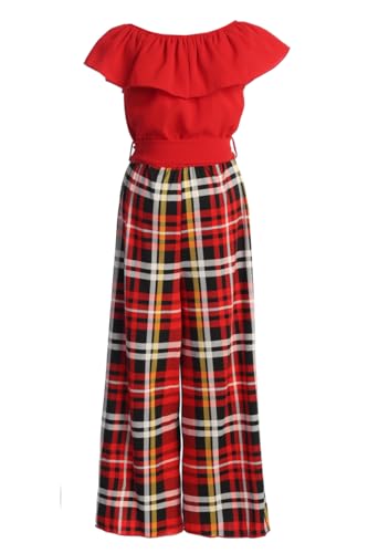 Image of iGirlDress Girls Wide Leg Off Shoulder Elegant High Waist Rompers Palazzo Pants Trousers Jumpsuits USA 4-14