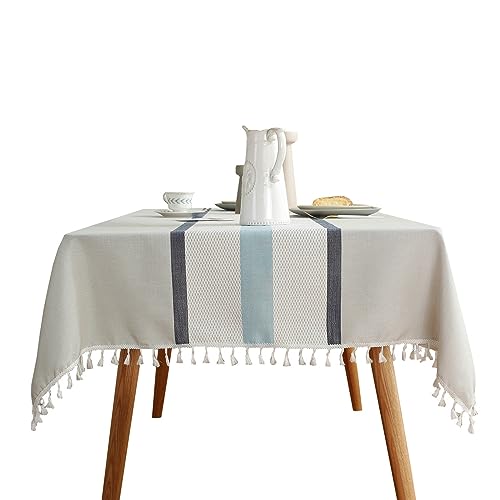 Nappe rectangulaire bleue à motifs géométriques symétriques pour décoration de table chic - 3