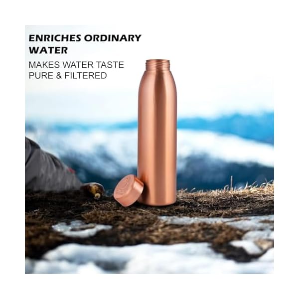 NORMAN JR, Copper Water Bottle 1L - Gift Box of 6, Plain 3, Hammered 3, an Ayurvedic vessel made from pure copper - helps you drink more water, with many health benefits - Image 6