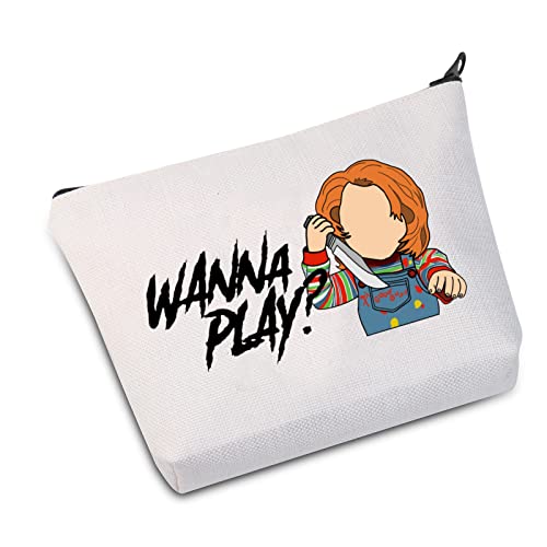 Chucky - Bolsa de maquillaje cosmética con cremallera para amantes de la película de terror, regalos de los fanáticos de Chucky, Wanna Play -Bag Eu