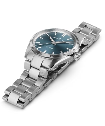 Hamilton Jazzmaster Performer Automatic Men's Watch, 38mm Stainless Steel Case, Swiss Made, Blue Dial Analog Wrist Watch, 100m Waterproof, Sapphire Crystal, 3-Hand Movement, Stainless Steel Strap by Hamilton - Image 4