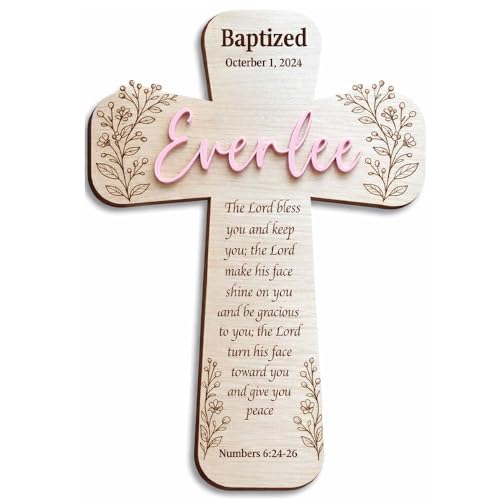 Daty Custom Baby Baptism Gifts for Girls or Boys Personalized Wooden Cross Wall Decor Christening Gift Religious Nursery Decor Gift from Godparents3
