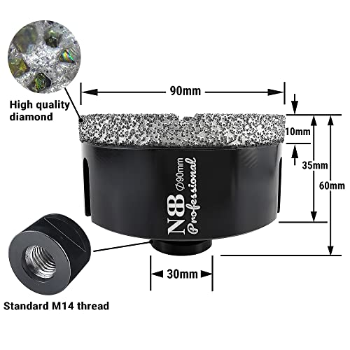 NBB Vacuum brazed Diamond Hole Saw with M14, for Dry or Wet Drilling Professionally on Hard Porcelain, Ceramic, Tile, Granite - Image 2
