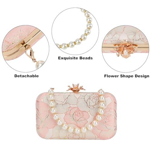 Image of Womens Vintage Floral Embroidery Clutch Evening Handbag Shoulder Bags Purse for Wedding Party Prom