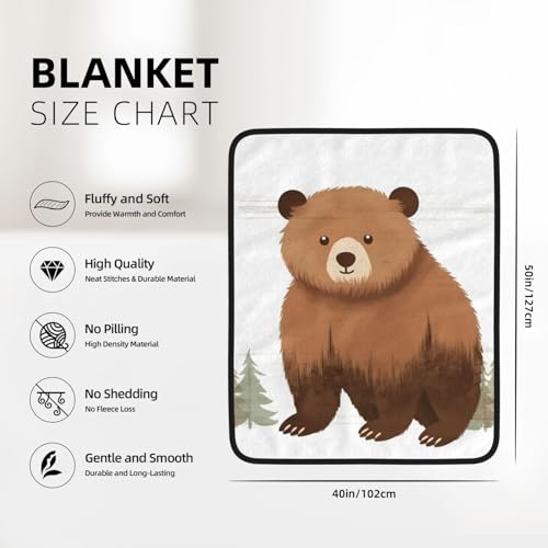Couverture polaire ours en flanelle double face pour lit et canapé