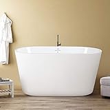 FerdY Shangri-La 47' Acrylic Freestanding Bathtub, Small Classic Oval Shape Acrylic Soaking Bathtub...