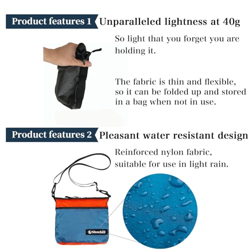 Shoebill Small Crossbody Bag Sacoche bag Light Weight1.5L Nylon for Men and Women3