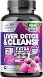 Gentle Liver Cleanse Detox & Repair Formula - Herbal Liver Supplement - Milk Thistle with Silymarin, Artichoke Extract, Dandelion, Beet Root, Chicory & Turmeric to Support Liver Health - 120 Capsules