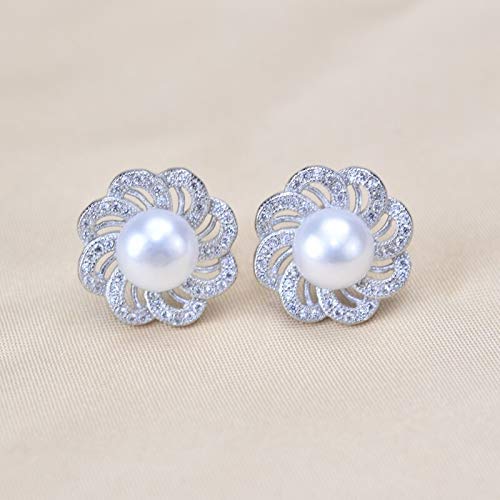 Boucles d'oreilles perles fleur argent 925 élégance quotidienne - 3