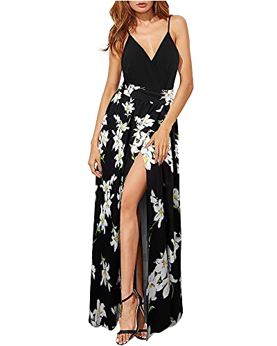 Image of Newshows Women's 2026 Lightweight Summer Wedding Guest Beach Vacation Casual V Neck Split Flowy Maxi Dress