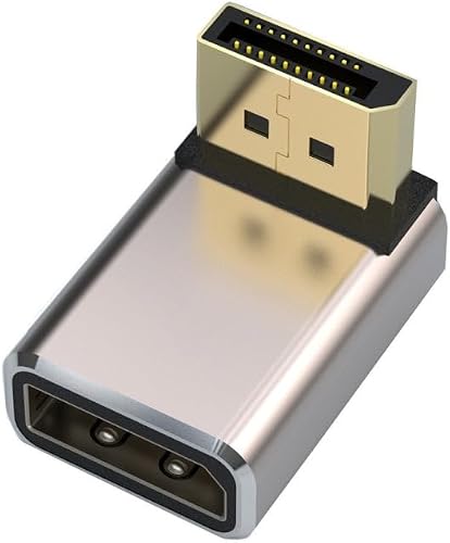 JUNSUNMAY 8K 60Hz PD1.4 Male Displayport to Female Displayport Adapter Converter, Angle:Up