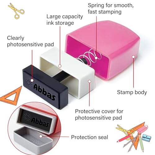 Custom Stamp - Personalized Signature Stamps Self Inking with Name Date for Business Work Office Graduated Day Gifts (Trapezoidal) - Thumbnail 5
