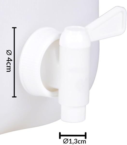 EDA - Bidon à Eau 10 L - Jerrican Extra Fort avec Bouchon Simple et Robinet - Certifié Contact Alimentaire - 29 x 14 x 35 cm - Naturel - 5