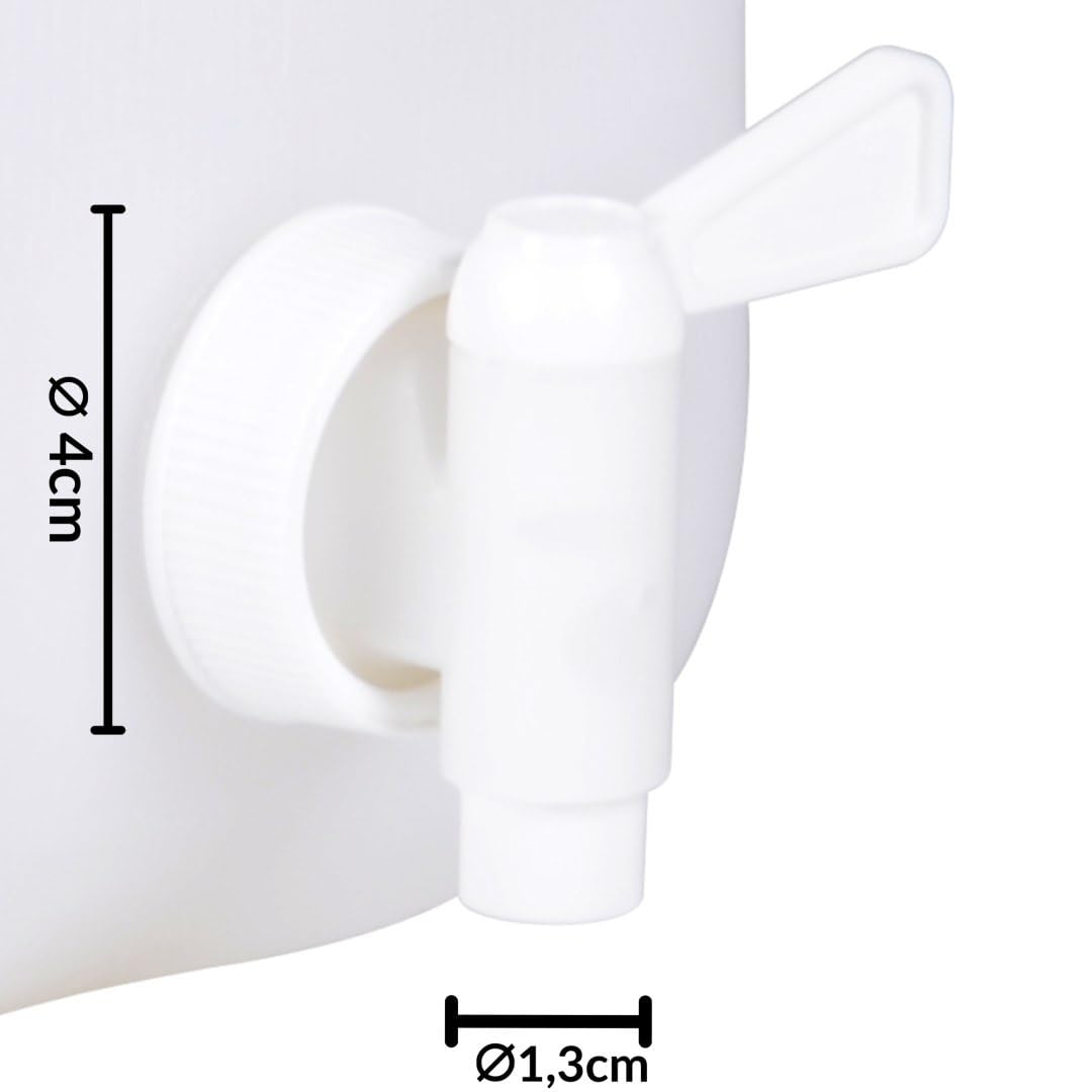EDA - Bidon à Eau 10 L - Jerrican Extra Fort avec Bouchon Simple et Robinet - Certifié Contact Alimentaire - 29 x 14 x 35 cm - Naturel