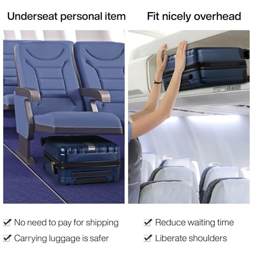 Image of Hanke 16 inch Underseat Carry on Suitcases with Wheels,Lightweight Hard Shell Carry on Luggage with Wheels for Weekender, Small Suitcase,Travel Luggage Christmas Gifts for Birthday （Dark Blue）