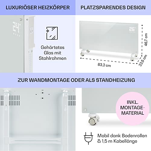 Glasheizkörper Klarstein Elektroheizung für Konvektorheizung