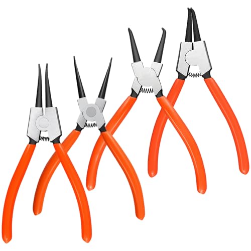 JIAYUET 4 Piece 7 Inch Snap Ring Pliers Set,Internal External Circlip Pliers, Ring Remover Retaining Tool