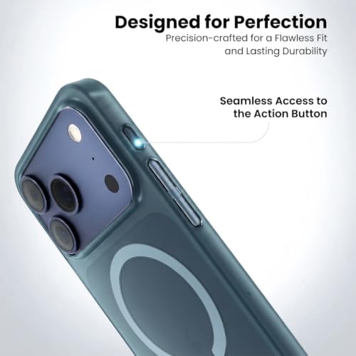 Image of DIZORO Matte Case for iPhone 17 Pro Compatible with MagSafe, Camera Lens Full Protection, Shockproof Translucent Frosted TPU Soft Phone Cover, Anti-Fingerprint (Navy)