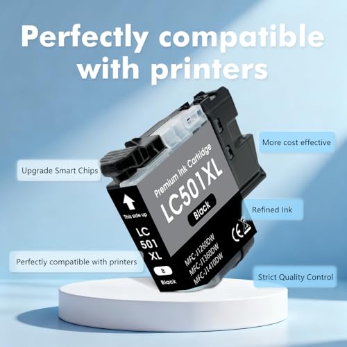 Image of LC501XL Black Ink Cartridges for Brother LC501 XL MFC-J1360DW(1 Black)