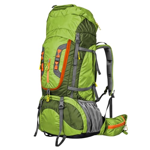 Mochila Cargueira 80L para Camping, Trilha e Viagem – Impermeável, Resistente e Ergonômica com Sistema de Ventilação, Alças Acolchoadas e Múltiplos Compartimentos (Verde)