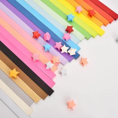 YNGRUE 1350 folhas de papel de origami estrela 10 cores sortidas tira de papel estrela dupla face or
