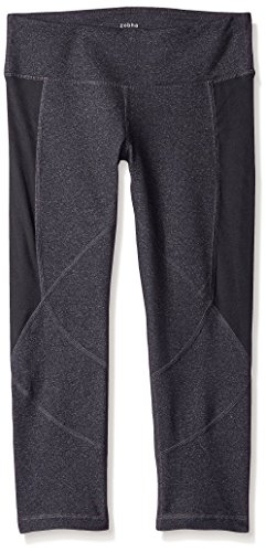 Mallas Capri Zobha Cru fitted con detalles de canalé para mujer en color negro