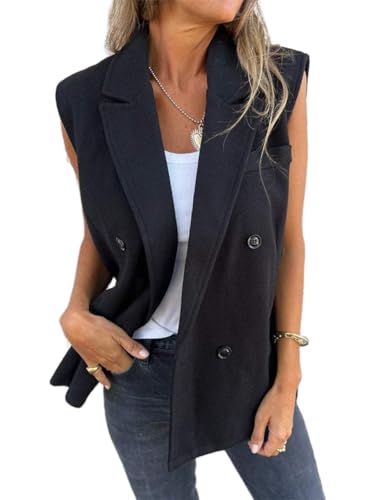 IDEALSANXUN Womens Long Vest Spring Fall Sleeveless Blazer Suit Jackets Trench Coat Tops