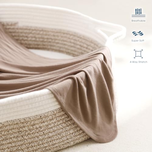 Image of GRSSDER Newborn Swaddle Blanket, Ultra Soft Jersey Receiving Blanket with Matching Headband and Beanie Set 33x44 inch, Stretchy Baby Neutral Swaddle Wrap for Girls and Boys