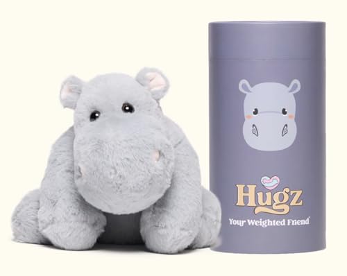 Image of Hugz Official Mochi The Hippo - Premium Weighted Stuffed Animal Plushie 3.8 lb for Adults & Kids - Microwavable - Heatable & Coolable - Super Soft Fur - Gift Ready Tube Packaging