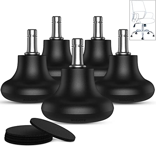 WASJOYE Bell Glides Ersatz-Lenkrollen für feststehende Rollen, Fußgleiter für Bürostühle mit niedrigem Profil, Hartholzfliesen-Teppichbodenschutz, 5er-Set Cover