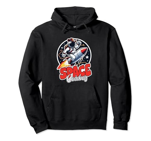 Vintage Space Cowboy Astronauta con cohete para niños y niñas Sudadera con Capucha
