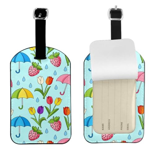 Spring Shower & Berries Luggage Tag with Privacy Protection,Travel Luggage Identifier,Fashionable Travel Accessory