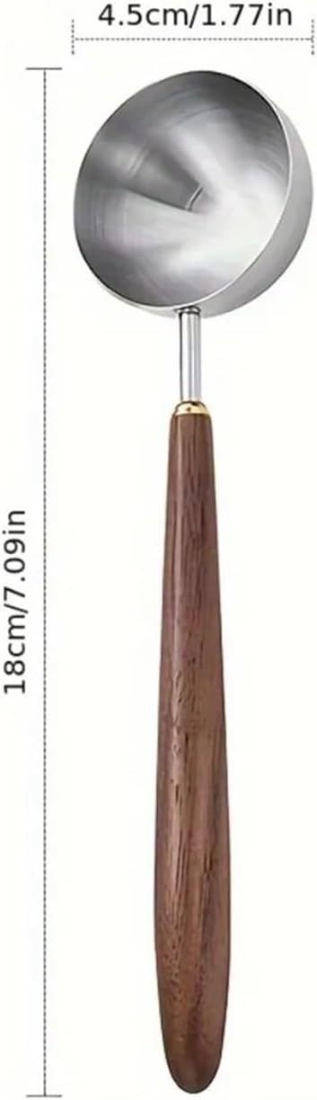 Walnut Wood Coffee Scoop Stainless Steel Long Handle Measuring Spoon for Coffee Tablespoon Kitchen Tool Cafe Accessories(3pcs(4ml+8ml=25ml))