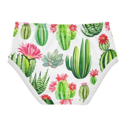 Toddler Underwear Custom 2t Cotton Girl Panties Cute Bright Kids Undies Briefs Watercolor Green Cactus Succulents2