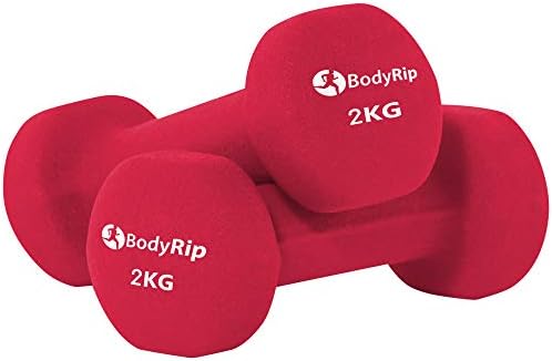 BodyRip Neoprene Colour Hexagonal Dumbbells | Anti-Rolling, Home Gym Equipment, Fitness Exercise, Workout, Cardio, Free Weight, Lifting Set | Choose Weights for Men and Women