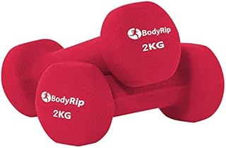 BodyRip Neoprene Colour Hexagonal Dumbbells | Anti-Rolling, Home Gym Equipment, Fitness Exercise, Workout, Cardio, Free Weight, Lifting Set | Choose Weights for Men and Women