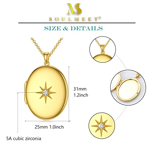 Soulmeet 18K Gold Plated Silver Oval Starburst Locket Necklace That Holds 1 Picture Photo “You Are My Dream Star” (Locket Only) #TOP4